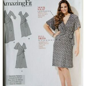 PLUS Size Simplicity 1653 Sewing Pattern Womens Wrap Dress Sz 20W-28W UNCUT